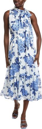 Anne Klein Tied Mock Neck Tiered Midi Dress