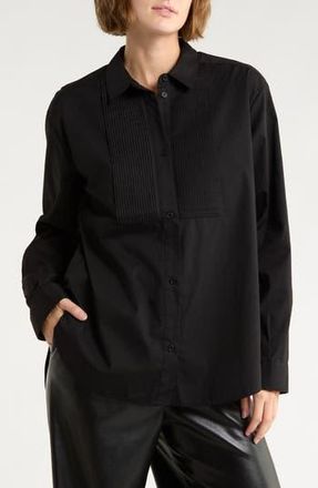 AllSaints Avril Cotton Button-Up Shirt in Black at Nordstrom Rack, Size 6 Us / 10 Uk
