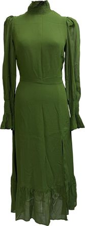 Reformation Galena High Neck Midi Dress in Olive Viscose