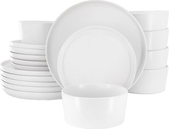 Elama Josh 18 Piece Stoneware Dinnerware Set in Matte Black