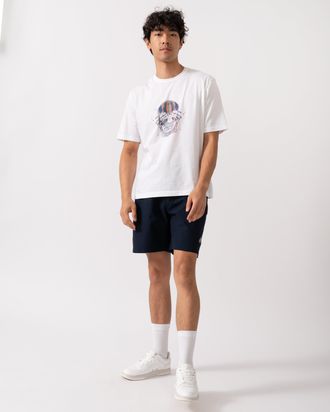 Moose Knuckles Mens Monogram Print Swim Shorts in Navy - Size Large