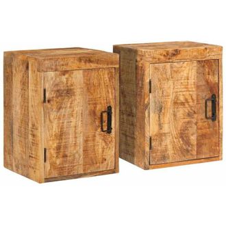 vidaXL vidaXL Comodino 2 pcs Marrone 35 x 33 x 48 cm Legno di mango massello