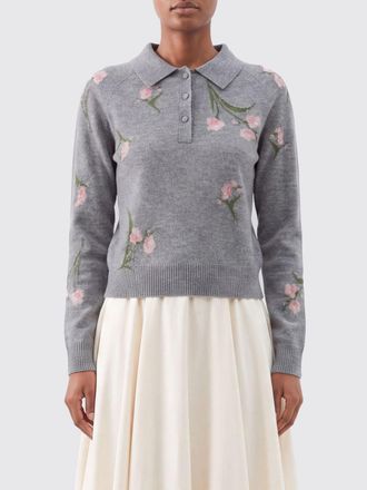 Erdem Floral Long-Sleeved Wool Knit Polo