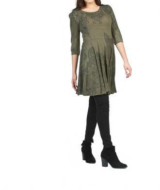 Papillon Sublimation Skirt Paisley Print Dress In Khaki