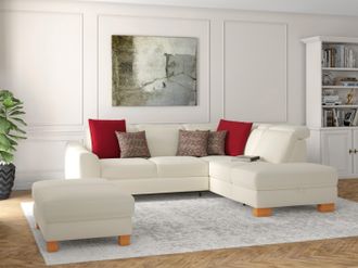 Sit&more Ecksofa »Dundee L-Form« mit Federkern und Massivholzfüssen, wahlweise mit Kopfteilverstellung