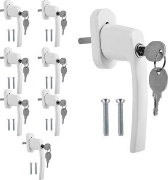 OEM Manilla De Ventana De Aluminio Con Mecanismo De Cierre A Juego, Manilla De Ventana Con Cerradura Y 8 Llaves Blancas