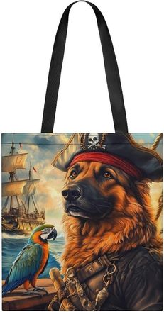 Generic Pirate German Shepherd Dog Tote Bag for Women Men Shoulder Bags Purses Pouch Handbags