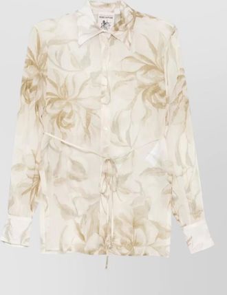 Semicouture juana floral shirt collared neck drawstring waist