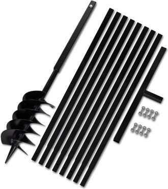 vidaXL Taladro De Tierra Con Mango 150 Mm Con Tubo De Extensi&oacute;n 9 M Acero Vidaxl