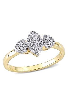 Delmar Rhodium Plated Sterling Silver Pave Diamond Ring - 0.20 ctw in Gold at Nordstrom Rack, Size 5