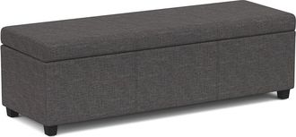 Simpli Home Avalon 54In Contemporary Rectangle Extra Large Storage Ottoman Bench