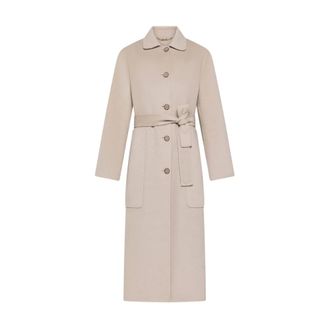 Seventy Jassen, Dames, Beige, 2Xs, Cashmiermix mantel met ceintuur
