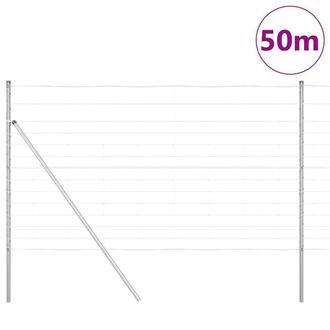 Berkfield Home Durable Field Fence 1.4x50 m Galvanised Steel in Silver