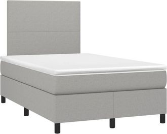 vidaXL Vidaxl - Cama Box Spring Con Colch&oacute;n Y Led Tela Gris Claro 120x190 Cm