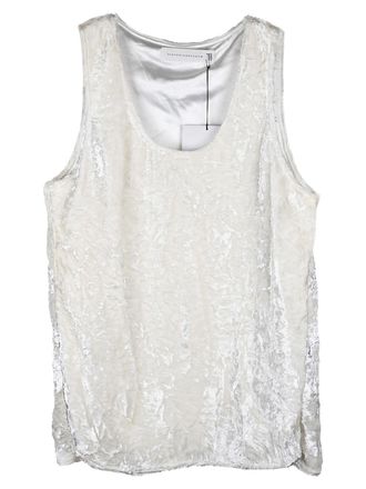 Victoria Beckham White Crushed Velvet Tank Top Size XS