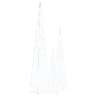 Berkfield Home Acrylic Decorative LED Light Cone Set Cold White 60/90/120cm