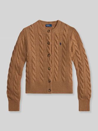 Polo Ralph Lauren Regular Fit Strickjacke aus Wolle mit Kaschmir-Anteil in Camel, Gr&ouml;&szlig;e XXL