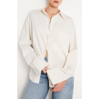 Good American Stretch Poplin Button-Up Shirt in Cloud White001 at Nordstrom Rack, Size X-Large