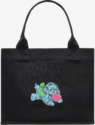 Ganni Mixed Black Puppy Large Tote