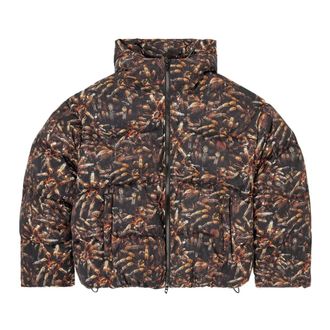 Diesel Winter Jackets, male, Multicolor, M, Spider Print Hooded Puffer Jacket