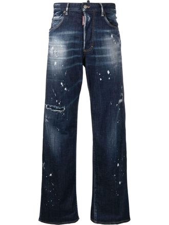 Dsquared2 Jeans dritti con effetto vissuto - Blu