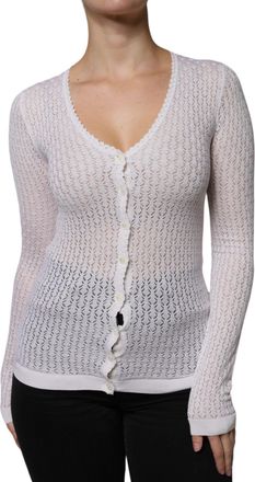 Dolce & Gabbana Womens Silk Knit Cardigan White