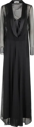 Alberta Ferretti Flowing Black Silk Maxi Dress