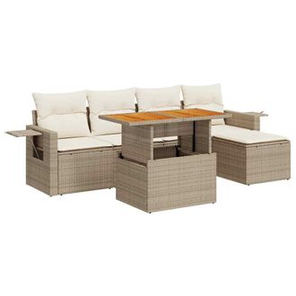 vidaXL Vidaxl - Set Divano Da Giardino 6 Pz Con Cuscini Beige In Polyrattan