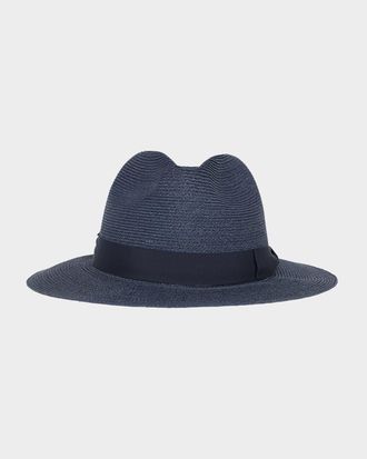 Giorgio Armani Men & apos;s Jute Ribbon-Band Fedora Hat