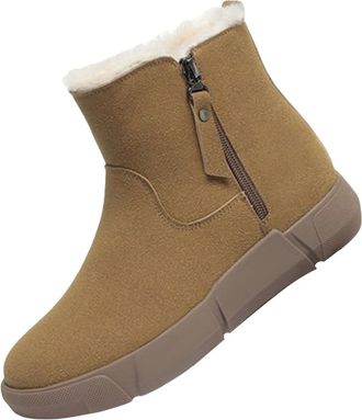 Generic Womens High Performance Warm Boots Soft and Comfortable Can Adapt to The Cold and Harsh Environment Woman Boots Women (Khaki, 3.5)