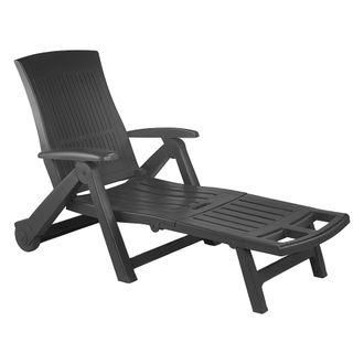Dmora Tumbona Adam, Silla De Jard&iacute;n Con Ruedas, Plegable Hecha En Italia, Soporta 120 Kg, 195x72x101h Cm Negro Antracita
