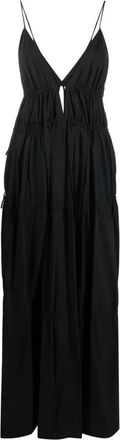 SIMKHAI Zwarte Katoenen Midi Jurk - Dames - Maxi kleedjes - Zwart - S - Katoen - Kleedjes