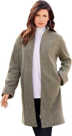 Roaman's Plus Size Fleece Driving Coat in Medium Heather Grey at Nordstrom, Size 36