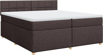 vidaXL Vidaxl - Cama Box Spring Con Colch&oacute;n Tela Marr&oacute;n Oscuro 200x200 Cm