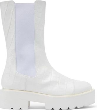 Stuart Weitzman Presley Ultralift Bootie - Dames - Chelseaboots - Wit - 37 EU - Leer - Schoenen