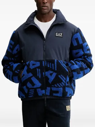 Emporio Armani logo-patch jacket - men - Polyamide/Cotton/Polyester - S - Blue