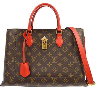 Louis Vuitton Flower Tote Monogram Canvas With Leather Brown Canvas Handbag (Pre-Owned)
