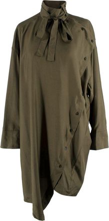 Valentino Garavani Valentino Khaki Neck Tie Detailed Asymmetric Tunic Dress Size XS