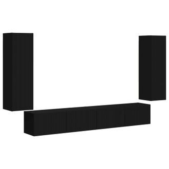 vidaXL Conjunto De Mueble Para Tv De Pared 4 Uds. Negro Vidaxl