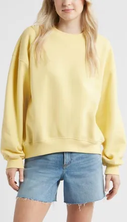 BP. Relaxed Cotton Blend Sweatshirt in Yellow Begonia at Nordstrom, Size X-Small