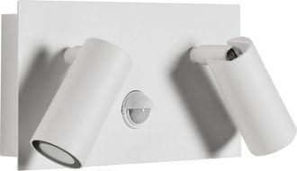 Beliani L&aacute;mpara Led De Pared Exterior Estilo Moderno Con 2 Focos Sensor De Movimiento De Aluminio Blanco Cassley