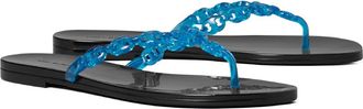 Tory Burch Gemini Link Jelly Flip Flop in Deep Blue /Perfect Black at Nordstrom, Size 10