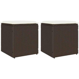 vidaXL Sgabelli Giardino con Cuscini 2pz Marrone 40x40x43cm Polyrattan - Vidaxl