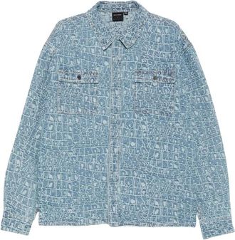 Daily Paper Clothing Croc Jacquard Denim Shirt - Heren - Spijkeroverhemden - Blauw - S - Denim - Overhemden