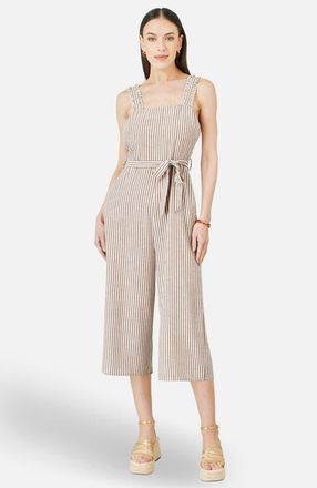 Yumi Stripe Strappy Jumpsuit in Brown at Nordstrom, Size 10
