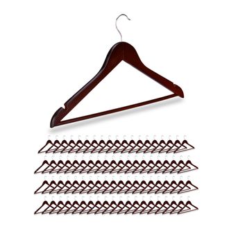 Relaxdays Pack 80 Perchas Ropa Con Gancho Giratorio, Madera, Marr&oacute;n, 44,5 Cm De Ancho