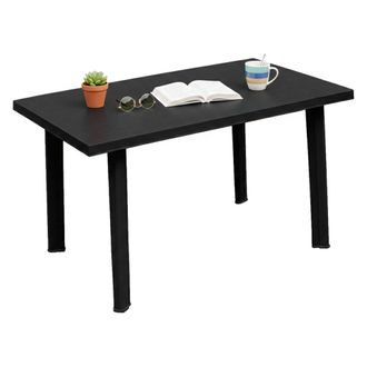 Dmora Mesa De Exterior Ozello, 6 Plazas, Longitud M&aacute;x. 126 Cm Fabricada En Italia, Acabado Liso, 126x76x72h Cm Negro Antracita