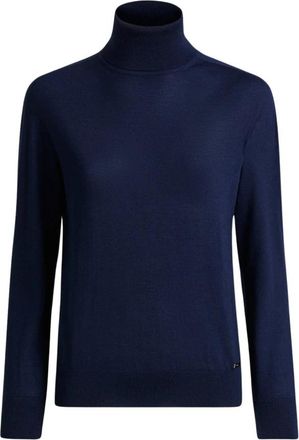 Kiton Cashmere en Zijde Polo Neck Jumper - Dames - Cashmere truien - Blauw - M - Truien & Vesten