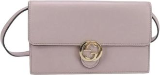 Gucci Pre-owned Cross Body Bags, female, Pink, Size: ONE SIZE Pre-owned Leather Cross Body Bag