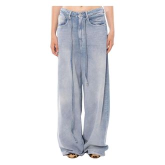 Cycle Big Low Belted Wide Jeans - Dames - Jeans - Blauw - Maat: W28 Katoen